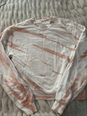 Good American Tie-Dye Crewneck Sweater - White & Peach Medium
